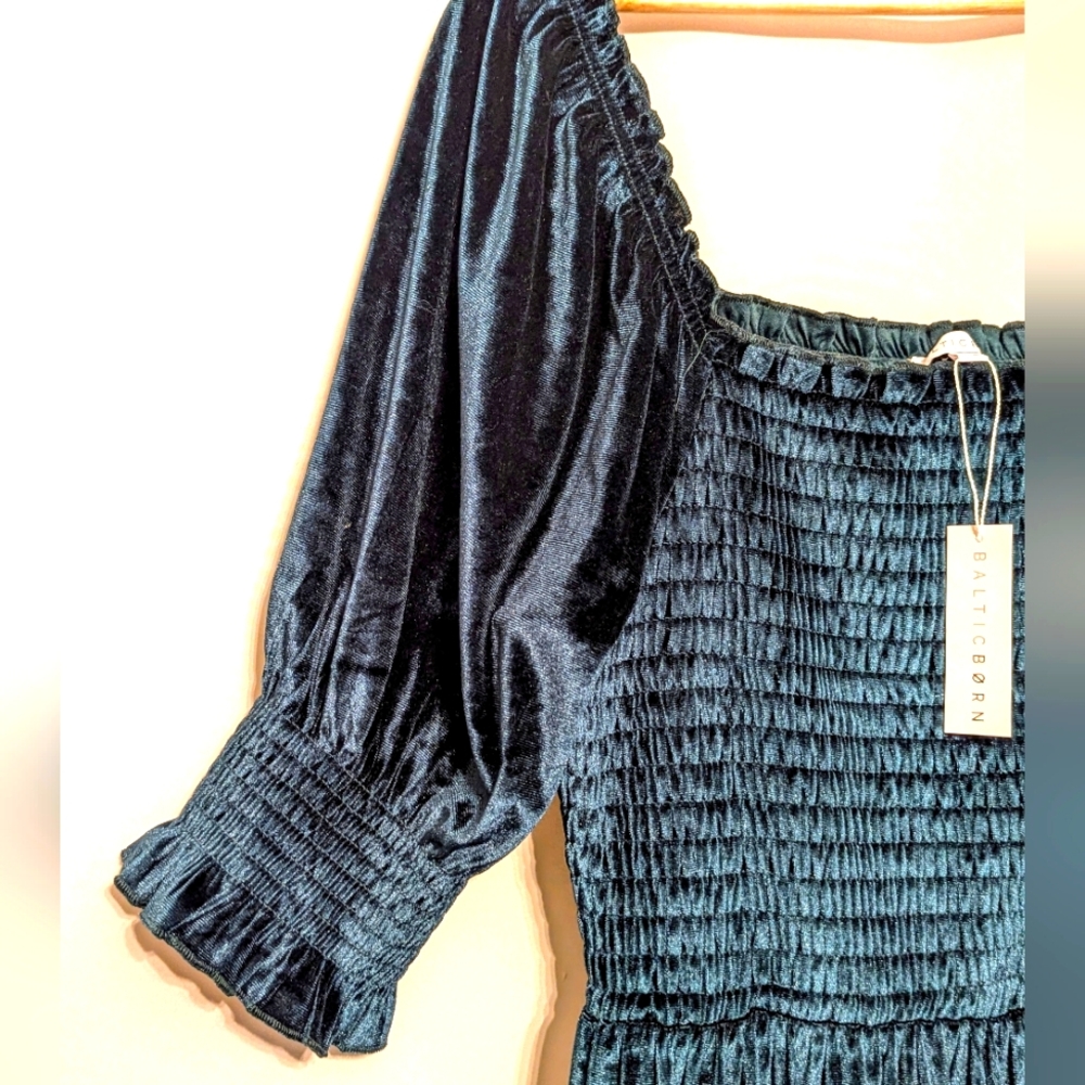 Baltic Born Vivaldi Smocked Velvet Midi Dress - Picture 2 of 9